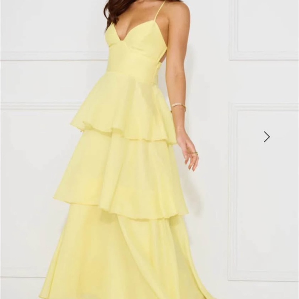 Hello Molly Yellow Tiered Maxi Dress
